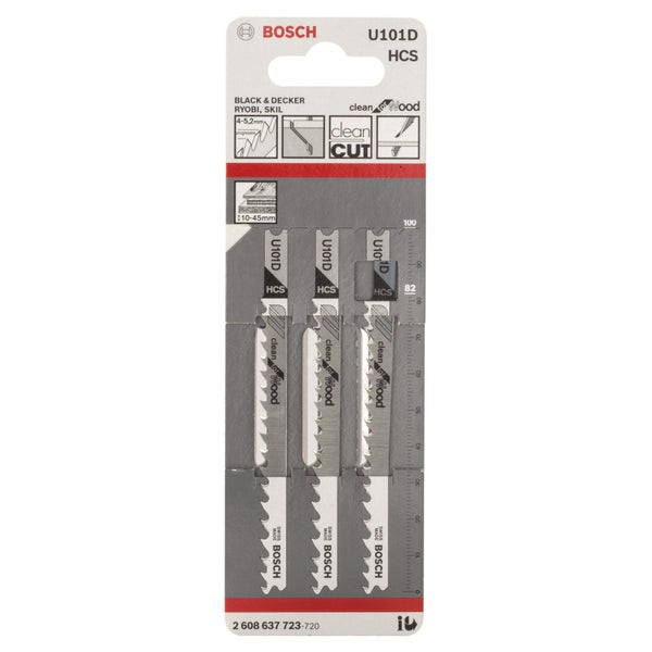 Bosch 3x Stichsägeblatt U 101 D Clean for Wood - 2608637723