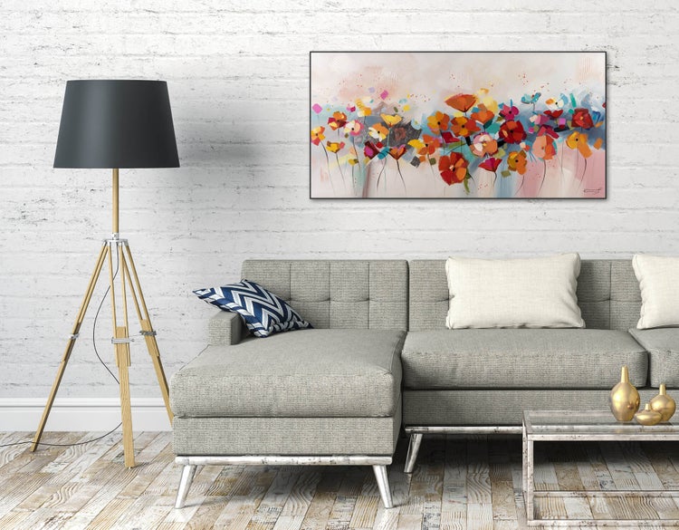 Handgemaltes Gemälde Acrylfarbe 120x60cm Blau