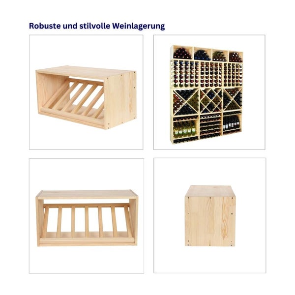 PROREGAL Modulares Weinregal Vincellar Mod HxBxT 30 x 60 x 30 cm Schräg Modul Für 6 Flaschen Massives Kiefernholz Natur