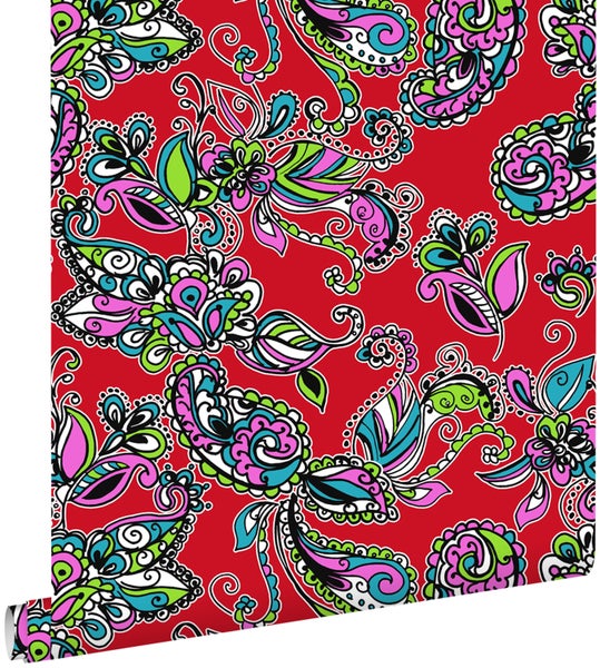 ESTAhome Tapete funky Blumen und Paisleys Multicolor - 53 cm x 10.05 m - 136841