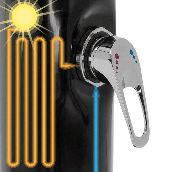 ML-Design Solardusche 20L 222cm rund Schwarz gebogen mit Bodenplatte Braun, Solar Gartendusche mit schwenkbarer Duschkopf, warmes Wasser 60°C, Außendusche Pooldusche mit Gartenschlauch-Anschluss