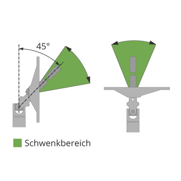 Geiger Gelenklager 45°- G001 | Grundplatte 22 x 85 mm | Kurbelzapfen 12,9 mm | 6 mm Vierkant - Länge 300 mm