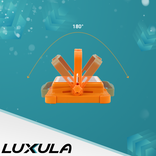 Luxula Logo. Drehbarer Arbeitsstrahler um 180 Grad.