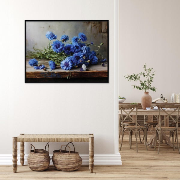 Bilder mit Rahmen Blumen Jahrgang Retro PPR16412O4 Wandbilder Wohnzimmer Schlafzimmer 60x40 cm