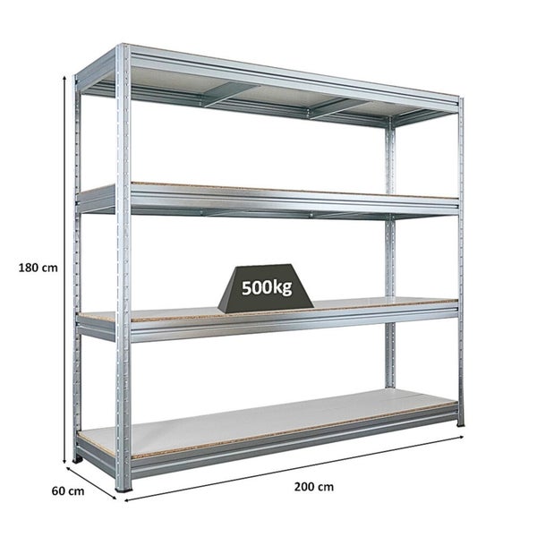 Metallregal mit vier Ebenen, 180 x 200 x 60 cm