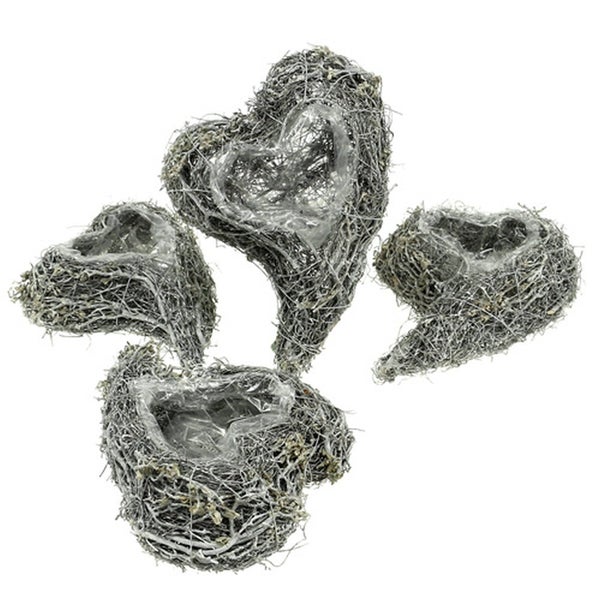 Dekorative Pflanzgefäße in Herzform, gefertigt aus natürlichen Materialien