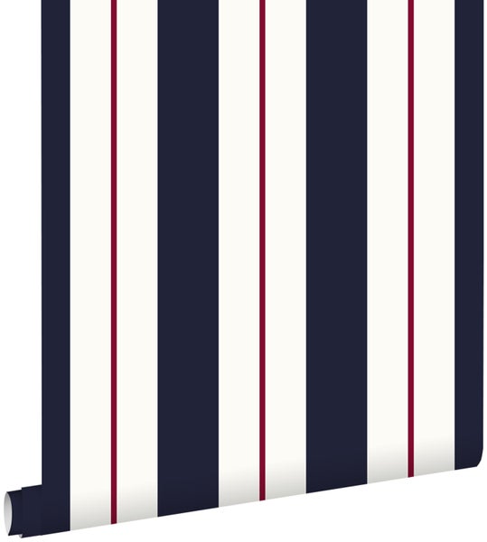 ESTAhome Tapete Streifen Blau und Rot - 53 cm x 10.05 m - 136415