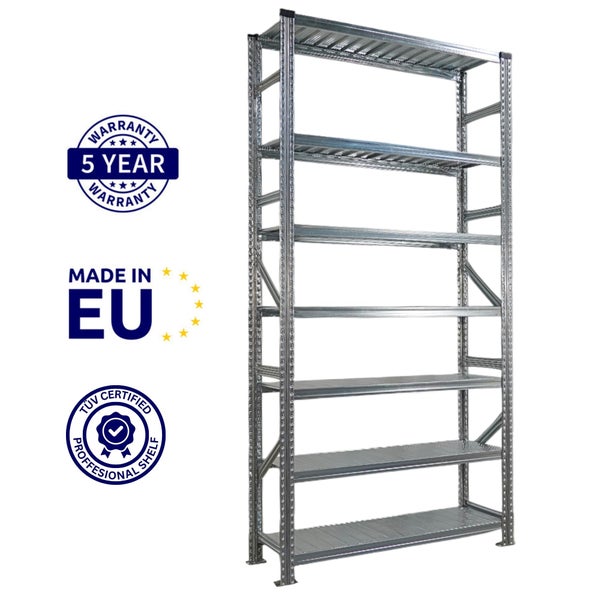 Metallregal mit sechs Ablagen