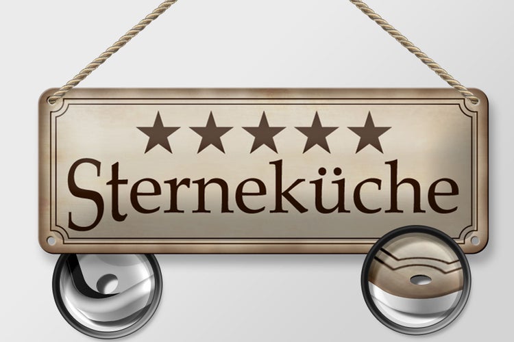 Blechschild Spruch 27x10 cm 5 Sterneküche Dekoration Koch Küche