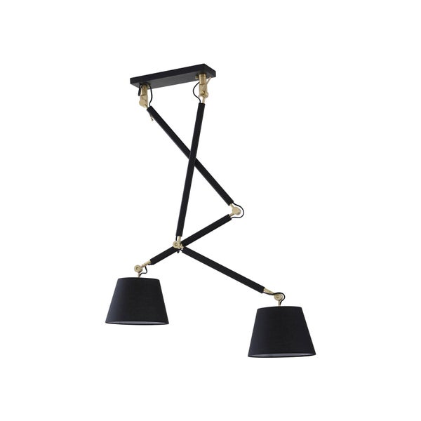 Lucande Deckenlampe Marvaine in Schwarz aus Metall (2 flammig, E27) - Textil Deckenleuchte Lampe Wohnzimmerleuchte