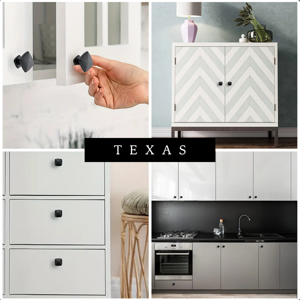 Verschiedene Möbelstücke mit quadratischen Griffen