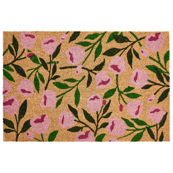 Fußmatte aus Kokosfaser mit Blumenmuster