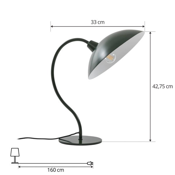 Lucande Tischlampe Arvadon (Modern) in Grün aus Metall (1 flammig, E14) - Tischleuchte Schreibtischlampe Nachttischlampe Wohnzimmerleuchte