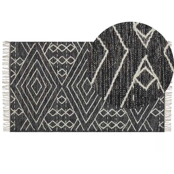 Teppich KHENIFRA Schwarz 80 x 150 cm Baumwolle