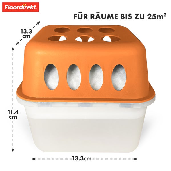 FLOORDIREKT Luftentfeuchter im 4er Set - Nachfüllbare & wiederverwendbare Raumentfeuchter - Hava - Orange