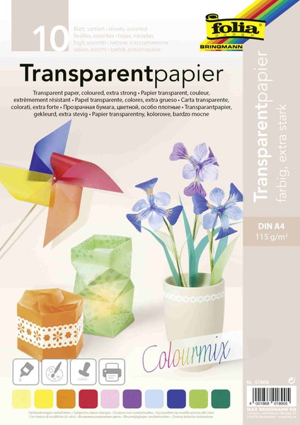 Folia  Transparentpapier 115g/m², DIN A4, 10 Blatt, 10-farbig COLOURMIX