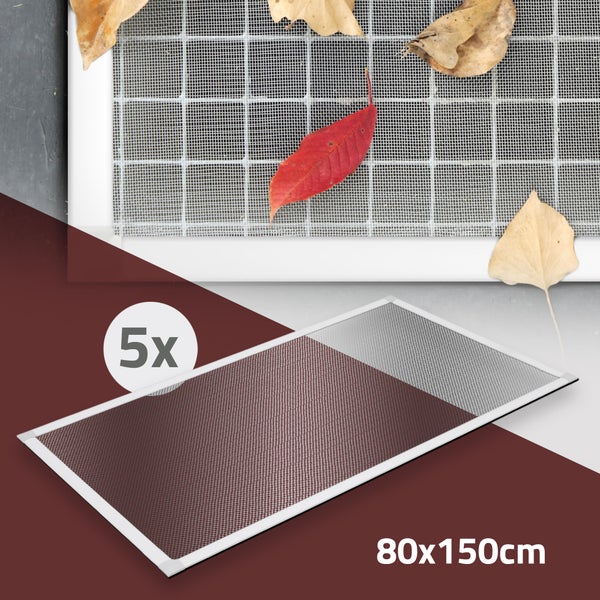 ECD Germany 5er Set Alu Lichtschachtabdeckung 80 x 150 cm Aluminium Gitter für Lichtschächte Kellerschachtabdeckung Kellerschacht Abdeckung Gitterrostabdeckung Gitterrost Schutzgitter Insektenschutz