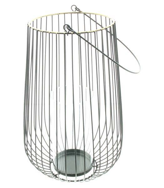 FRANK FLECHTWAREN | Windlicht Modern, groß, METALL, GLAS, 19,5 x 19,5 x 31,5 cm