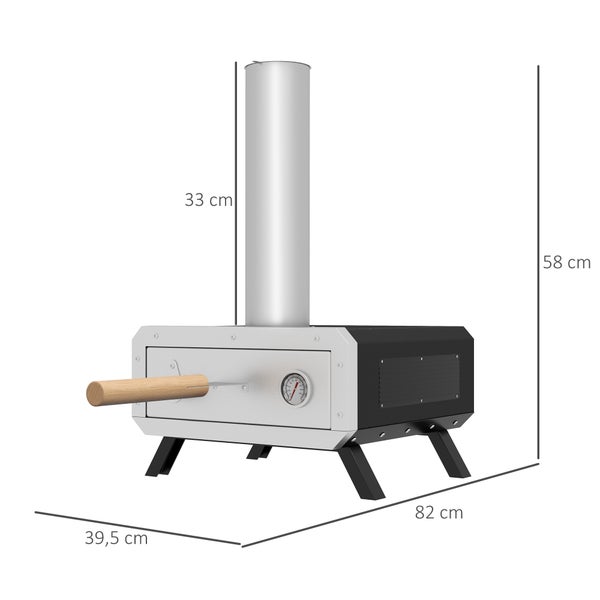 Outsunny 2-In-1 Pizzaofen, mit Pizzastein, für BBQ, 82L x 39,5B x 58H cm, Stahl, Schwarz