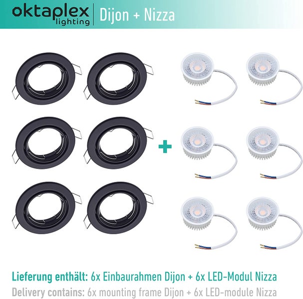 Spot schwenkbar Dijon 4000K 380lm 4,8W Deckenspots Schwarz Lochmaß 68mm Wand-Deckenspots Wohnbereich