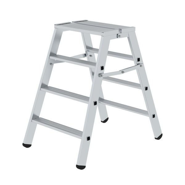 PROREGAL Klapppodest Beidseitig Begehbar 2x4 Stufen Rutschfeste Kunststoffschuhe Aluminium