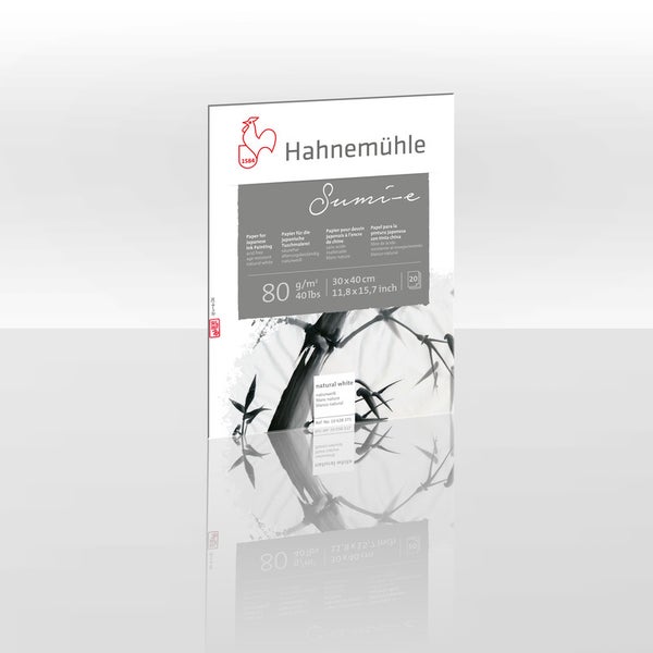 Hahnemühle Sumi-e Papier für japanische Tuschemalerei, 80 Gramm pro Quadratmeter, 30 mal 40 Zentimeter, naturweiß, 20 Blatt.