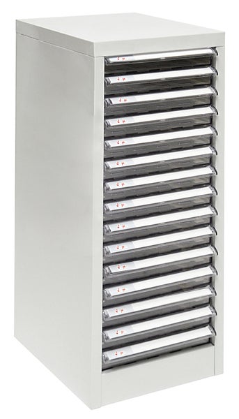 PROREGAL Schubladencontainer Kobra mit 15 Schubladen HxBxT 74 x 28 x 34 cm Lichtgrau