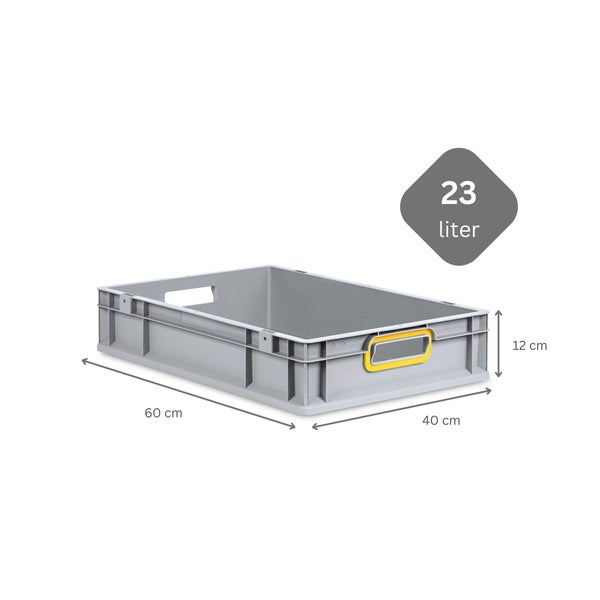 PROREGAL Spar Set 8x Eurobox Nextgen Color HxBxT 12 x 40 x 60 cm 23 Liter Griffe Gelb Offen Glatter Boden Eurobehälter Transportbox