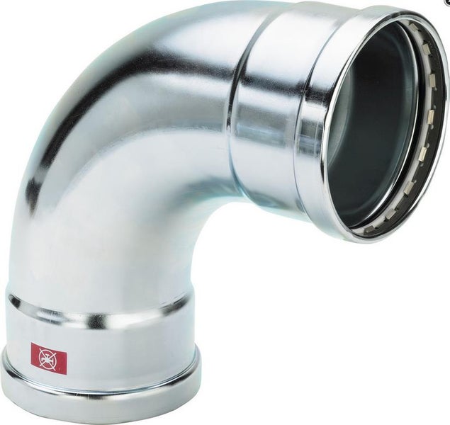 Bogen 90 Grad aus Metall als Pressfitting für Rohrverbindungen