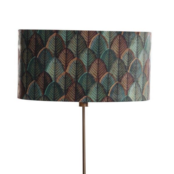 Stehlampe mit Lampenschirm mit Blattmuster
