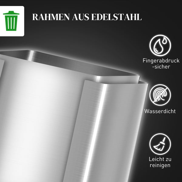 Edelstahlrahmen für Mülleimer, fingerabdrucksicher, wasserdicht und leicht zu reinigen.
