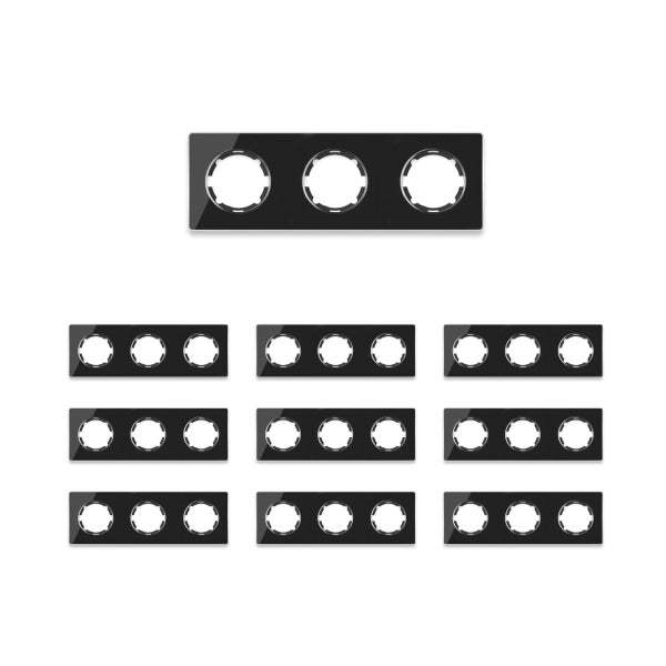 Set mit 10 dreifachen Rahmen für Steckdosen oder Schalter, Abdeckrahmen aus Kunststoff für die Elektroinstallation.