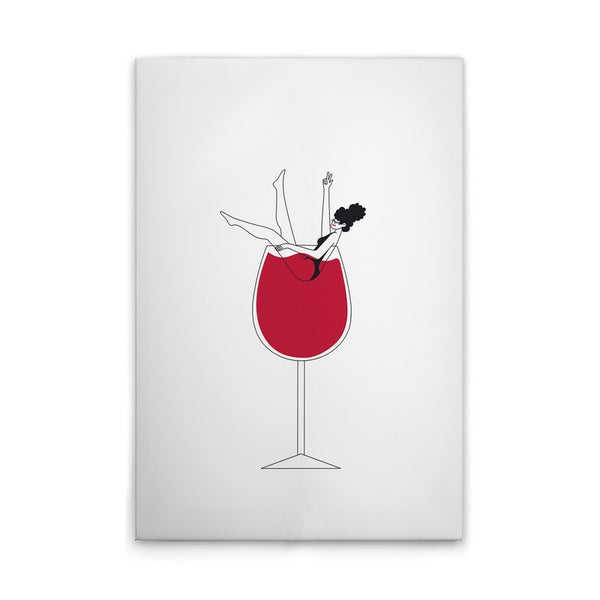 Leinwandbild mit einer Frau in einem Weinglas