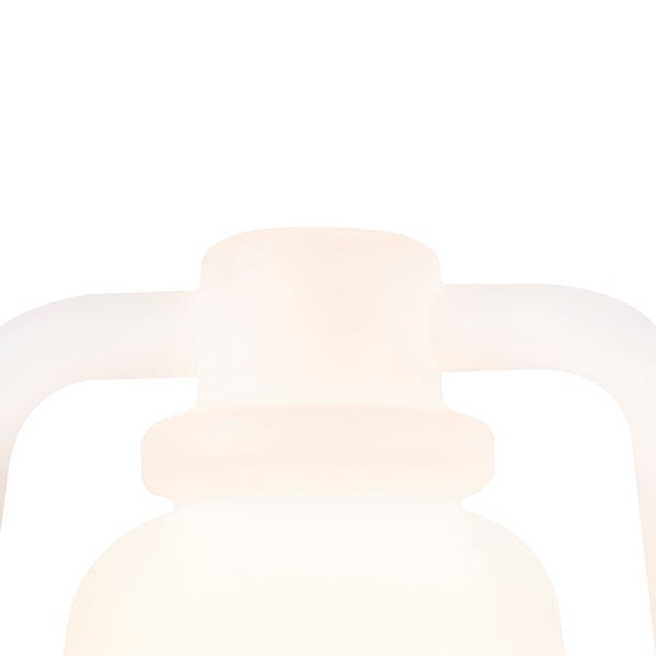 Nahaufnahme des oberen Teils einer lichtdurchlässigen Kunststoff-Laterne mit Griff.