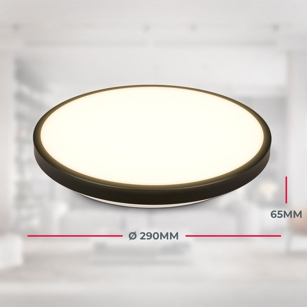 Deckenlampe Ø29 cm - 13W, 1300lm, LED, mit Bewegungsmelder, IP54, warmweiß, schwarz