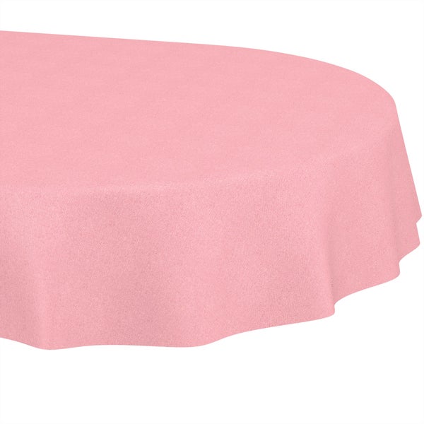 Runde Tischdecke aus Stoff in Rosa.
