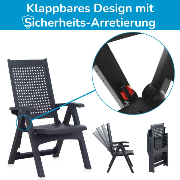 Shaf Milano Klappstuhl Set 2 Stück Anthrazit Wetterfest Hochlehner