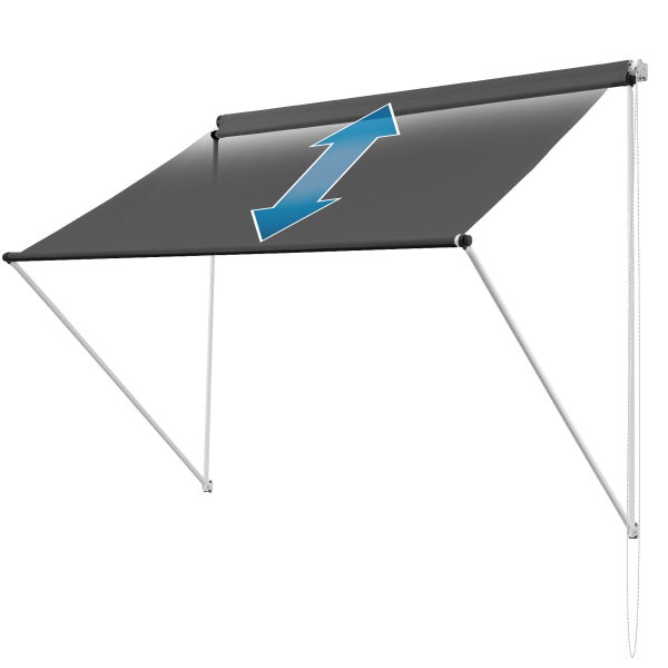 ML-Design Markise 350 x 120 cm, Anthrazit, 50+ UV-Schutz, aus Metall und Polyester, Seilzug, Schattenspender Fenster, Einziehbar Klemmmarkise Balkonmarkise Spannmarkise Sonnenschutz Windschutz