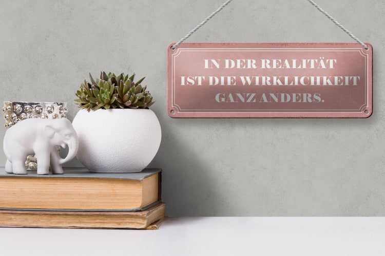 Blechschild Spruch 27x10cm Realität Wirklichkeit anders Dekoration