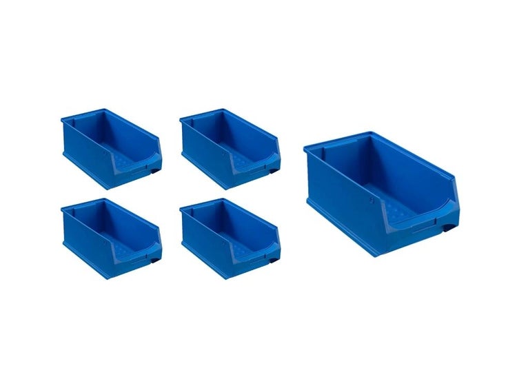 PROREGAL SparSet 5x Blaue Sichtlagerbox 4.0 HxBxT 15 x 20 x 35 cm 7,2 Liter Sichtlagerbehälter