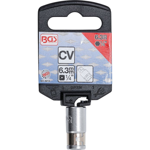 BGS Bit-Adapter mit Haltekugel Innenvierkant 6,3 mm (1/4) Innensechskant 6,3 mm (1/4) - 8213