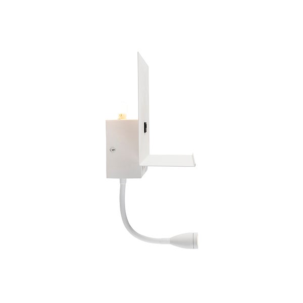 Wandleuchte mit flexiblem Arm und Ablage