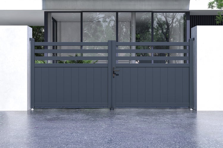 Flügeltor 3,4 m NEVIS H.140 graues Aluminium