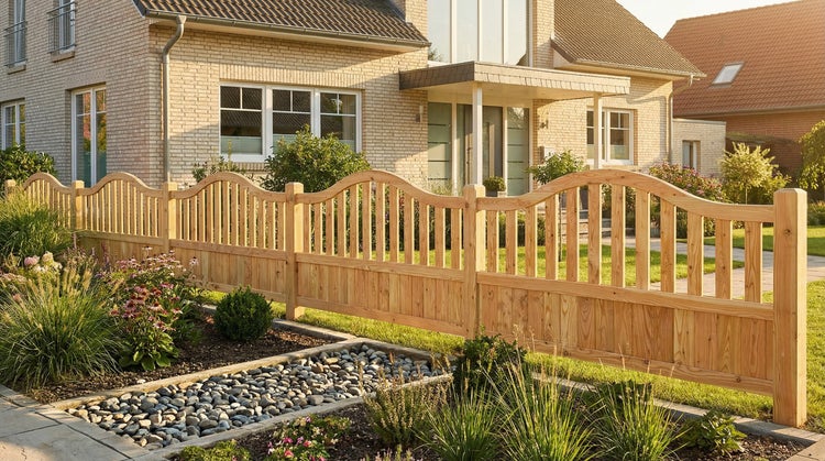 Holzzaun vor einem Wohnhaus