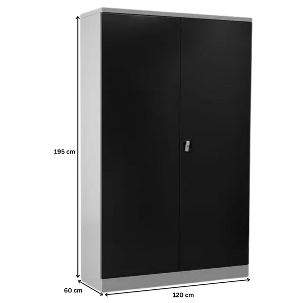 PROREGAL Stahlschrank Bee 6 Fachböden HxBxT 195 x 120 x 60 cm Pulverbeschichtetes & Verstärktes Fachbodenmaterial Grau & Anthrazit