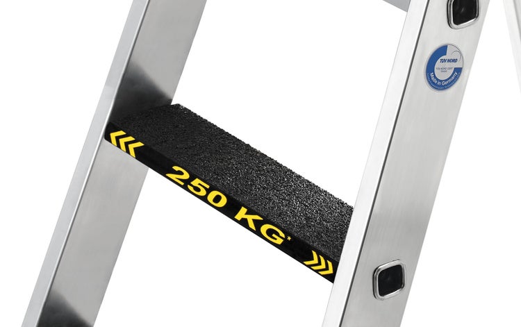PROREGAL Stufen-Stehleiter 250 kg Beidseitig Begehbar mit Clip-Step R13 2 x 4 Stufen