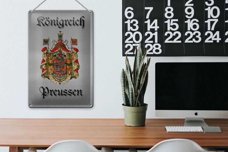 Blechschild Spruch 20x30cm Königreich Preussen Wappen grau
