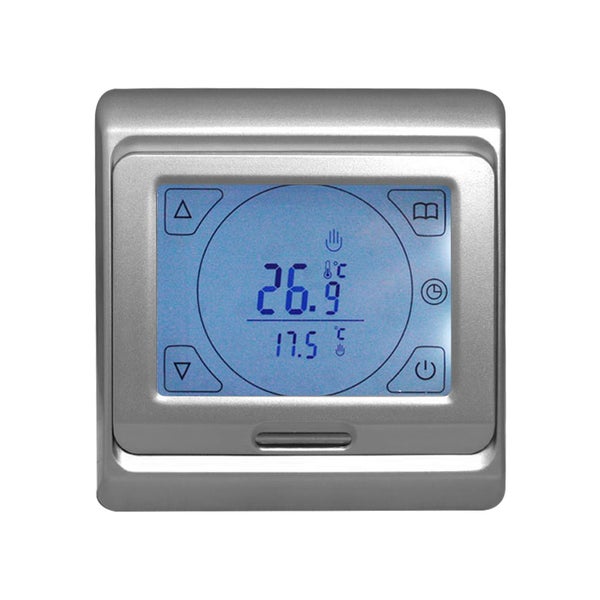 Digitaler Raumthermostat mit LC Display zur Temperaturregelung mit Touch Bedienfeld und Wandmontage