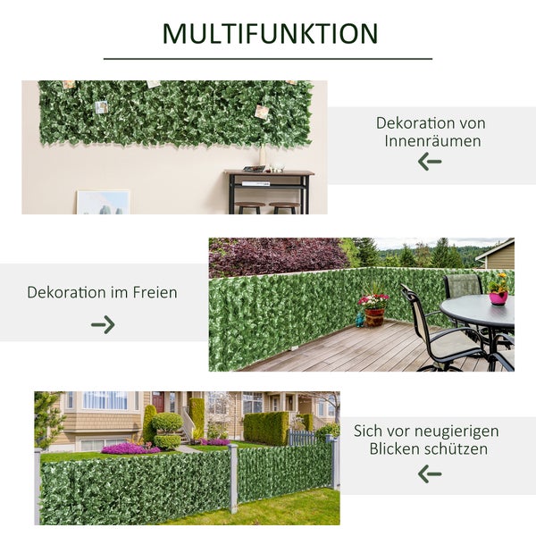 Outsunny Künstliche Hecke, 240 x 100 cm, Gewebe, PE, Dunkelgrün