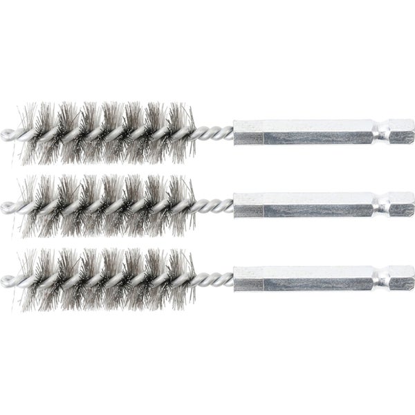 BGS Stahlbürste 15 mm Antrieb Außensechskant 6,3 mm (1/4) 3tlg. - 3078-15-S